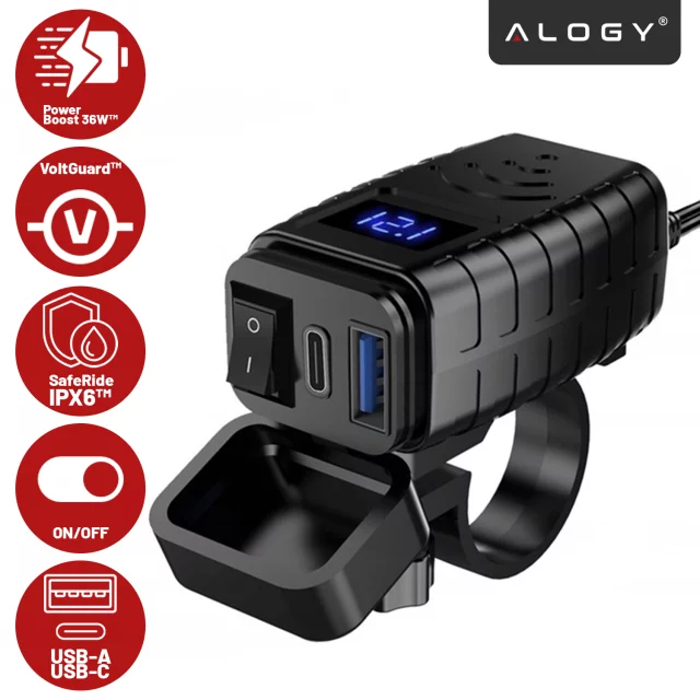Alogy Plug Extender Socket Splitter Adapter Extension Cord with Qi Inductive Charger 4x EU Plug 4x USB 2x USB-C Black