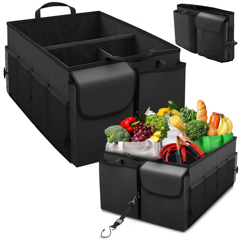 Car trunk organizer storage bag for car large trunk Black XXL Alogy hard cover