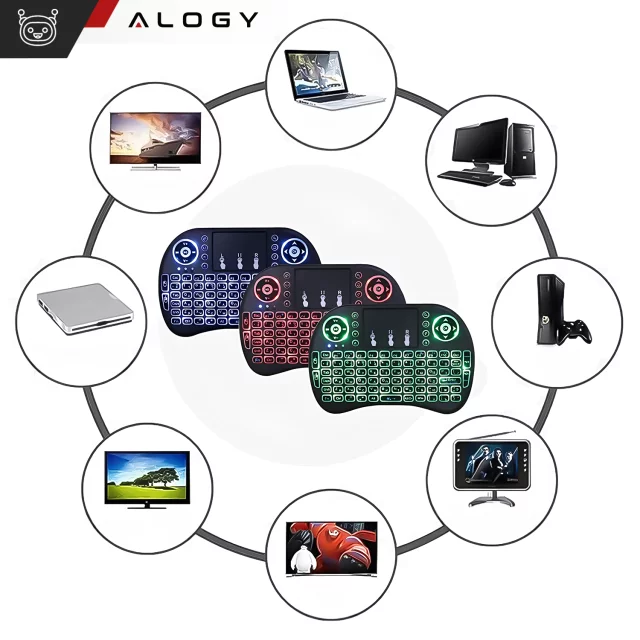 Bezprzewodowa mini Klawiatura Alogy podświetlana 3 kolory touchpad