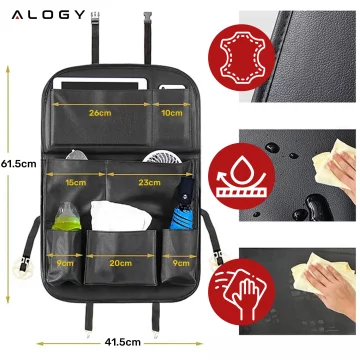 Organizér do auta, cestovní stolek, chránič autosedačky, zádová opěrka, sedák Alogy Black