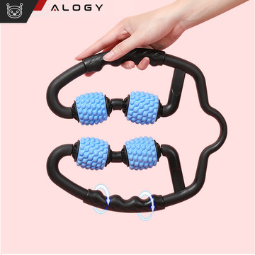 Körpermassagegerät Anti-Cellulite Manueller Muskelroller Alogy 4x Massageroller Universalroller Schwarz und Blau