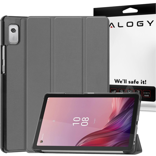 Etui na tablet Lenovo Tab M9 2023 9" TB310XU TB310FU Alogy Book Cover Case obudowa ochronne Szare + Szkło