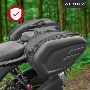 Motorcycle Saddlebag 38-58L - Bag, Side Cases, Rear Seat Bag, Waterproof, Hard Material, Adjustable for Motorcycle - Alogy RoadPack™ Black