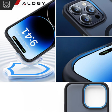 Case for iPhone 15 Pro MagSafe Matt Case Cover frosted Alogy Ring armored phone case Black