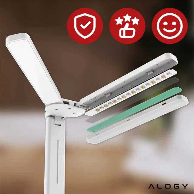 Lamp Alogy double LED desk lamp standing on the desk with a battery school draftsman White