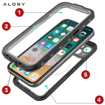 Alogy HydroArmor™ IP68 Waterproof Case with Clear Back 360 MagSafe Armor Case for Apple iPhone 16 Pro