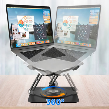 Stojanový stojan na notebook stůl 17,3" nastavitelný 360 chladící skládací hliník 25 x 21,7 cm Alogy Graphite