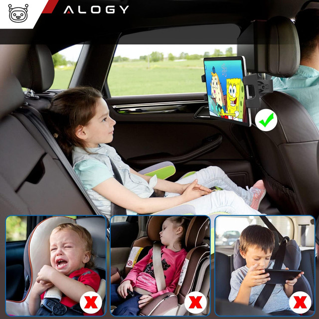 Držák na tablet 4,7"-12,9" na hrazdu, stativ, řídítka na trenažér, stacionární kolo, běžecký pás, stojan na opěrku hlavy Alogy černá