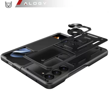 Pouzdro pro Samsung Galaxy Z Fold 6, obrněné, slide, kroužek, ochranné pouzdro pro kameru, Camshield Alogy, černé