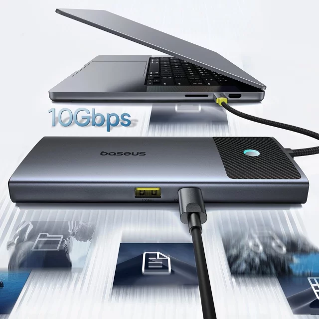 Baseus Metal Gleam Series II 7-w-1 USB-C Hub PD100W, 2×USB-A, 2×HDMI 4K