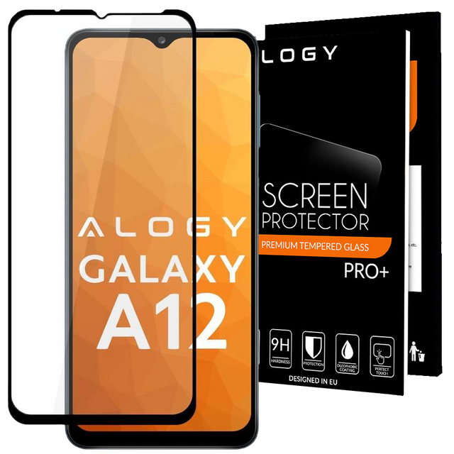 Szkło Alogy Full Glue case friendly do Samsung Galaxy A12 2020/2021 Czarne