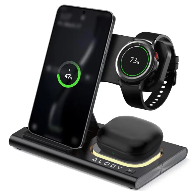 Wireless Charger for Samsung: 3 in 1 Wireless Charging Station for Samsung Galaxy Watch 7/6/5/4/3 Pro Classic, Galaxy Buds for S24 Ultra, S23, S22, S21, S20, Note 20/10, Z Fold