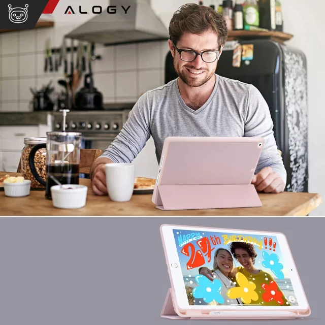 Hülle für Apple iPad 10.2 9 Gen 8/7 2021/2020/2019 Smart Pencil Case Alogy TPU Tablet Cover Pink