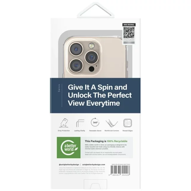 UNIQ Swivix 360 Drehbarer Ständer Case Gold für iPhone 16 Pro 6,3″