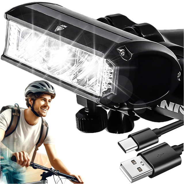 Bicycle light front halogen LED light bicycle lighting for the front bike handlebar Mocna 900lm Alogy 610 black