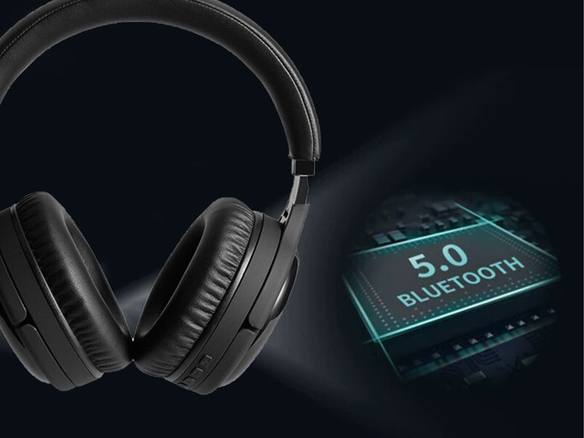 Alogy On-Ear Wireless Headphones with ANC Bluetooth 5.0 Mic Black