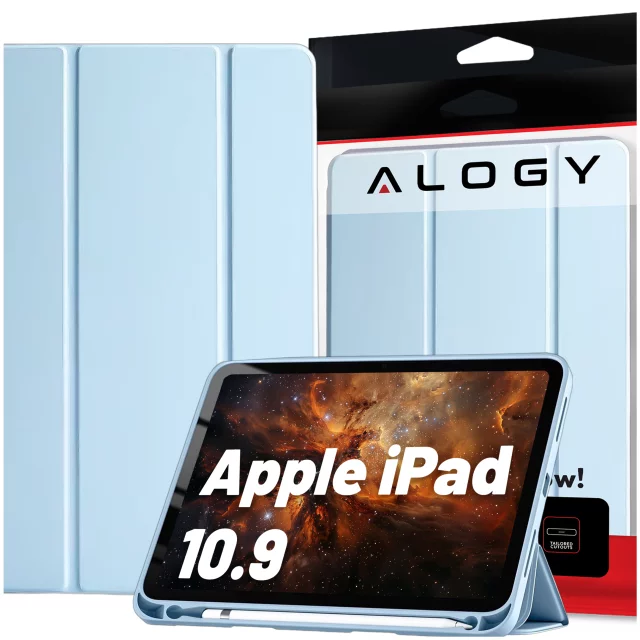 Skleněné pouzdro pro Apple iPad 10. generace. Pouzdro na tablet 10,9" 2022 Alogy Smart Case Držák na tužku modrý