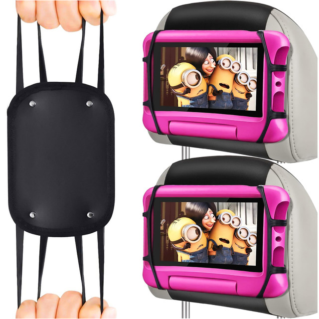 2x Držák na opěrku hlavy do auta pevný suchý zip pro čtečku tabletu Alogy Car flexibilní černý