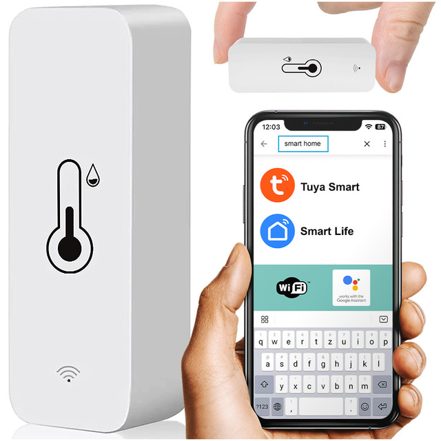 Smart WiFi sensor Alogy temperature and humidity Tuya Smart Life Monitor thermometer white