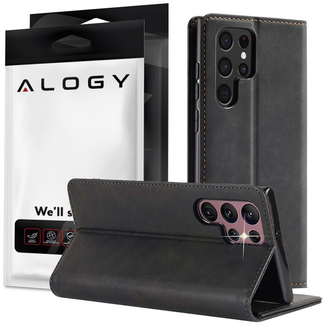 Alogy Forwenw Leather Flip Wallet Case for Samsung Galaxy S22 Ultra Black