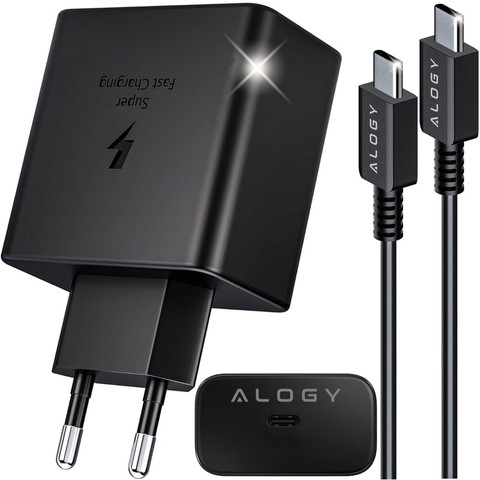 Ładowarka sieciowa USB-C typ C PD Premium szybka 45W 3A + Kabel Type-C 1M Alogy czarna