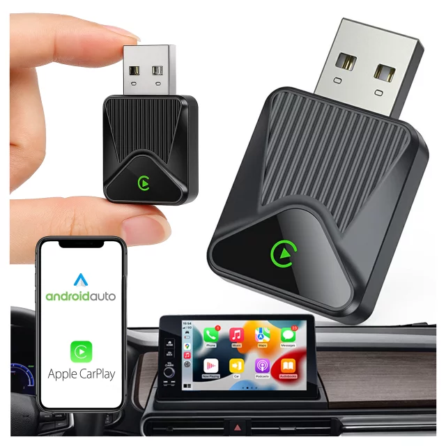 Adapter Bezprzewodowy Apple CarPlay i Android Auto do Auta, Plug & Play z Portem USB-A + Przejściówka USB-C, Szybkie Połączenie i Stabilna Transmisja, Alogy DriveLink™