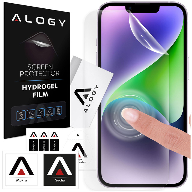 Folia Hydrożelowa do Apple iPhone X XR 11 12 13 14 15 PRO MAX MINI PLUS ochronna na telefon na ekran Alogy Hydrogel Film