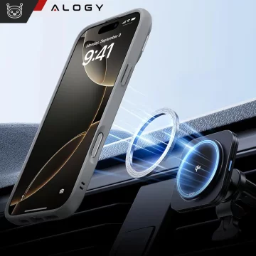 Hybridní pouzdro Alogy KickStand se stojánkem MagSafe pro Apple iPhone 16 Pro, šedé