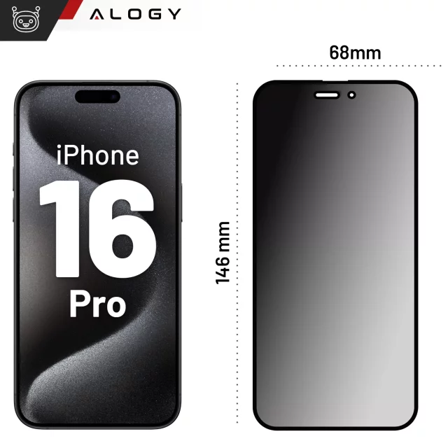 Alogy Privacy Glass gehärtetes Glas für Apple iPhone 16 Pro, matte Displayschutzfolie