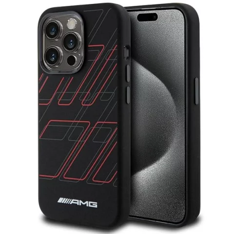 Etui do iPhone 15 Pro AMG Silicone Rhombuses MagSafe czarne