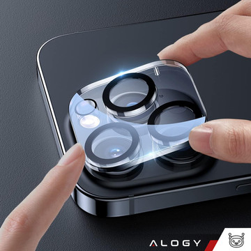 Hülle für iPhone 14 Pro Max 4er Set Brille 5in1 gepanzert 360 Alogy Hybrid 2x Bildschirmglas 2x Linse schwarz-transparent