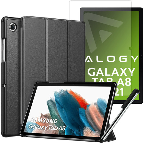 Alogy Book Cover for Samsung Galaxy Tab A8 2021 SM-X200/SM-X205 Gray Film Stylus Pen