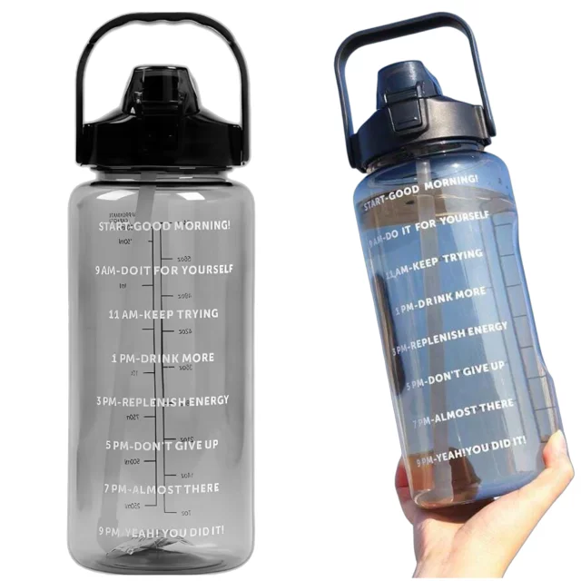 Large bottle for drinking drinks Alogy MotivHydro Motivational measuring cup 2l 2000ml Black