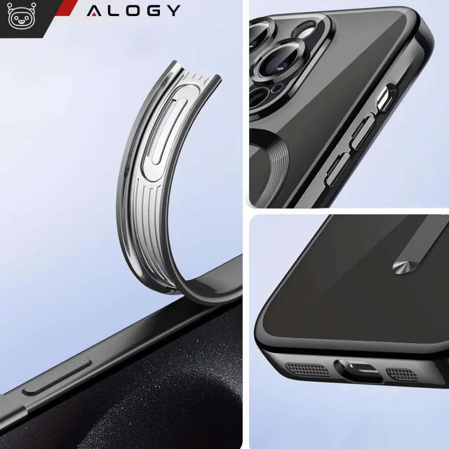 MagSafe Case for Apple iPhone 16 Pro Max Alogy Glamour Luxury Ring Case Black and Clear