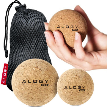 Korkball Set mit 2 ECO-Bällen für Muskelmassage-Massagegerät, hart, klein, Korkbälle 6 cm und 5,3 cm, Alog-Tasche, Sport-Fitness