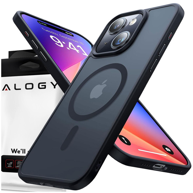 Case for iPhone 15 Plus MagSafe Matt Case Cover Matte Alogy Ring Armored Phone Case Black
