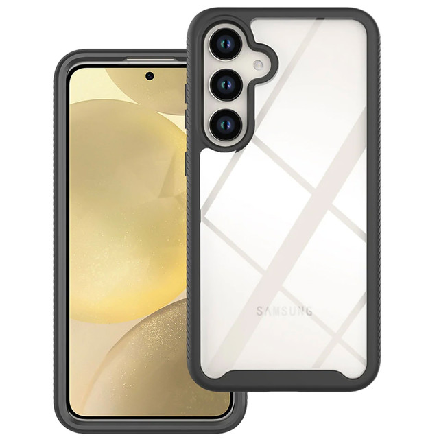 Schutzhülle für Samsung Galaxy S24, gepanzerte Abdeckung, Hydrogel-Displayschutzfolie, 360 Defense Pro Alogy, Schwarz
