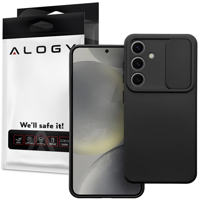 Case for Samsung Galaxy S24 Plus Armored Housing Protection Camera Cover Slide Camshield Case Alogy Black Glass