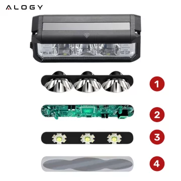 Bicycle light front halogen LED light bicycle lighting for the front bike handlebar Mocna 900lm Alogy 610 black