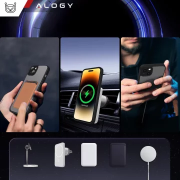 Hülle für Apple iPhone 15 Alogy MagSafe Hybrid Matte Case Matte Cover mit Linsenschutz Schwarz