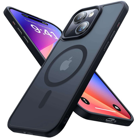 Pouzdro pro iPhone 15 Plus MagSafe Matt Case Cover Matte Alogy Ring Armored Phone Case Black Glass