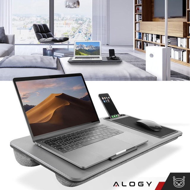 Laptop table stand phone holder mouse pad for bed Alogy portable desk with pillows