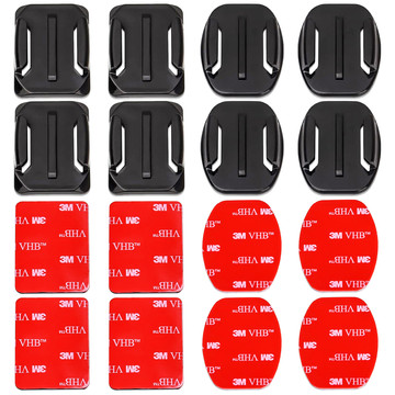 Set of flat and rounded mounting bases for GoPro, DJI Osmo Action, EKEN, SJCam, Insta360 sports cameras with 3M VHB Alogy tapes - 16 pieces