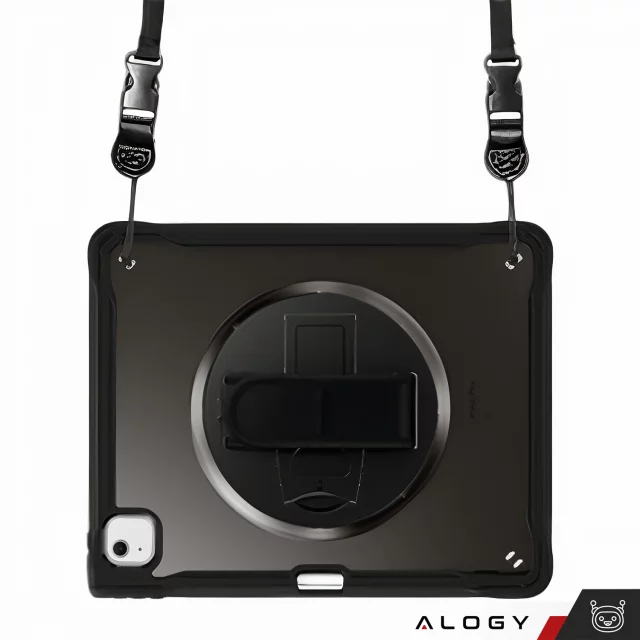 360°-Schutzhülle mit Stifthalter für Apple iPad Air 11" (2024, 2025) / Air 10,9" (2020, 2022) / Pro 11 (2018) – Alogy Pirate 360 ​​Tablet-Hülle, Schwarz