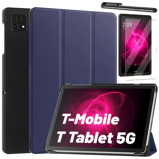 Glass case for T-Mobile T Tablet 5G 10.36" tablet case Alogy Book Cover Case Navy Blue Free Stylus
