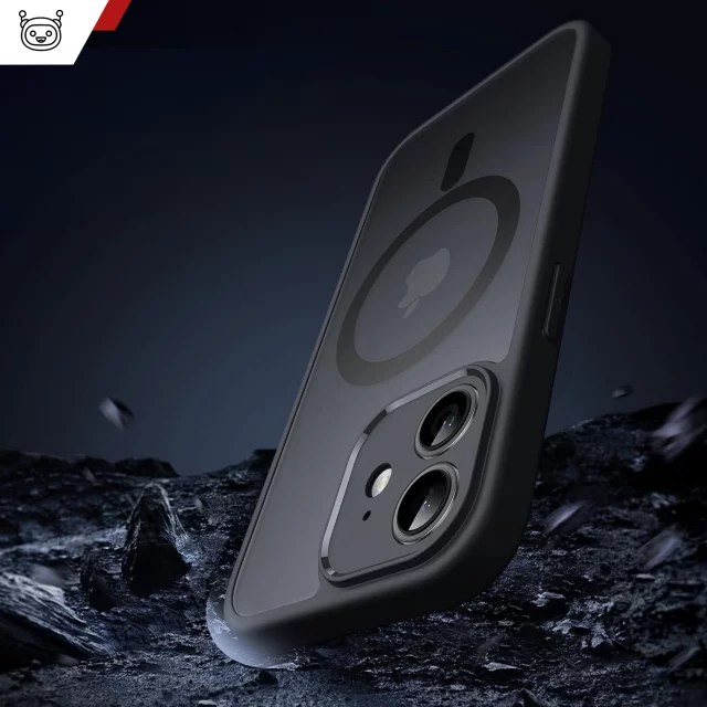 Pouzdro pro Apple iPhone 12 Alogy MagSafe Hybrid Matte Case Matný kryt s ochranou objektivu černé sklo