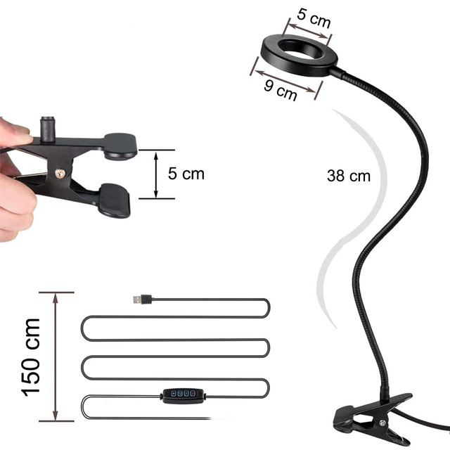 Lampe flexibler Ring Lampe Alogy Clipring für Schreibtisch flexible Universalfernbedienung USB Schwarz