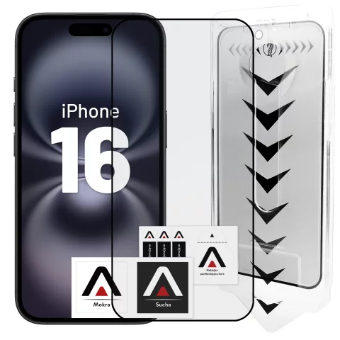 Szkło hartowane do Apple iPhone 16 ochronne szkiełko na ekran 9H Alogy EasyShield™️ z ramką montażową