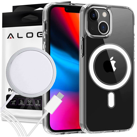 Transparentní Qi nabíječka MagSafe Case Ultra Slim Mag Alogy pro Qi pro Apple iPhone 14 Plus