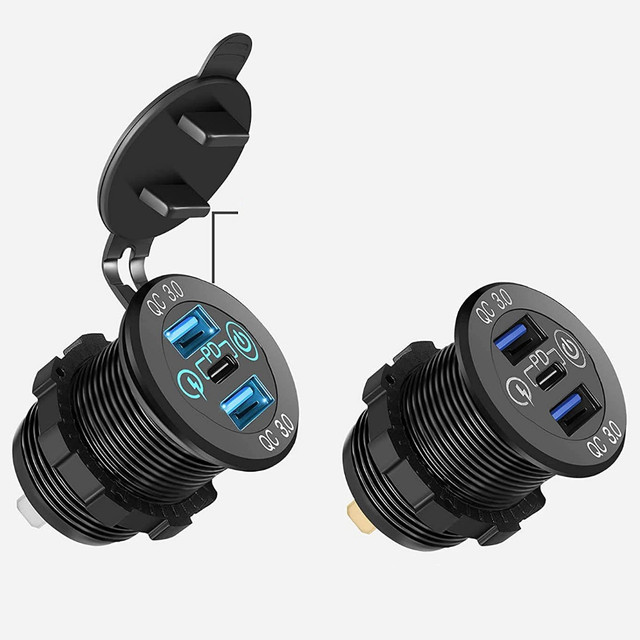 Ładowarka samochodowa LED gniazdo Alogy Mini Car Charge do motocykla zasilacz konektory Alogy 2x USB QC 3.0 + USB-C PD 60W